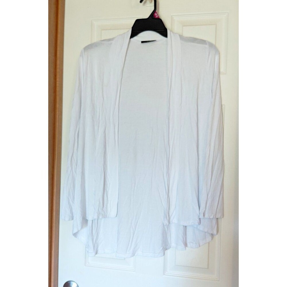 Rachel Rachel Women's White Knit Open Front V-Neck Cardigan Sweater Stretch L